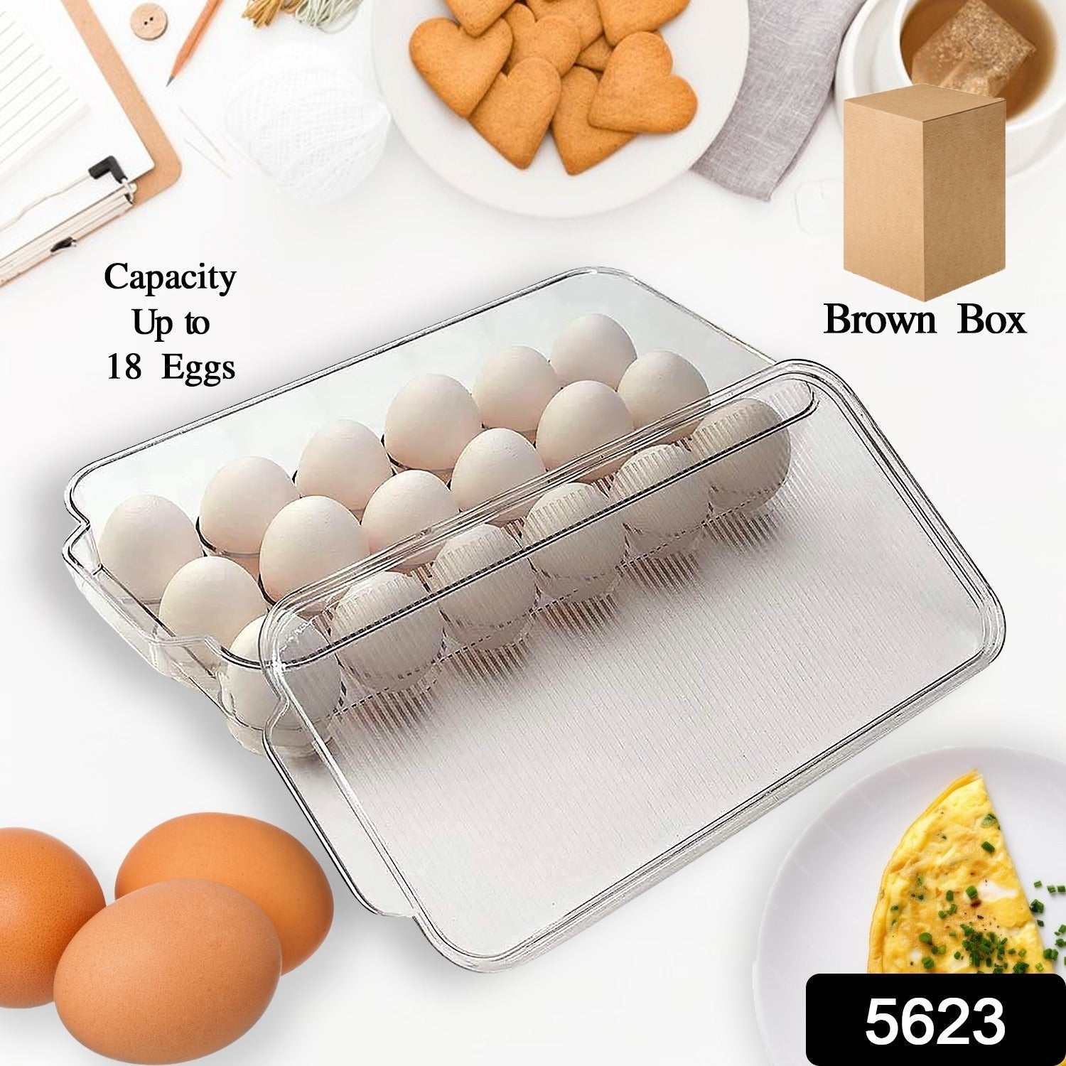 Plastic 18 Cavity Egg Storage Box Or Egg Trays For Refrigerator With Lid & Handles High Quality, Rectangular Egg Tray Box For 18 Egg (1 Pc) Plastic 18 Cavity Egg Storage Box Or Egg Trays For Refrigerator With Lid & Handles High Quality, Rectangular Egg Tray Box For 18 Egg (1 Pc)